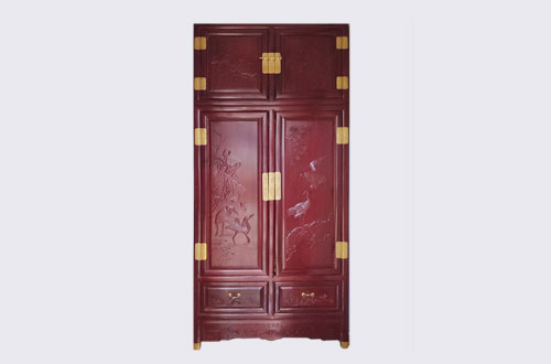 新密高端中式家居装修深红色纯实木衣柜