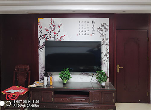新密中式家庭装修电视柜效果展示